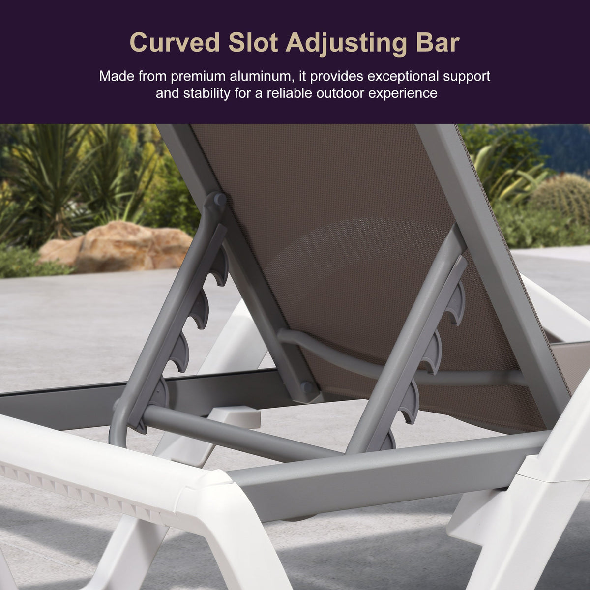 Clearance-PURPLE LEAF Patio Chaise Lounge Plastic Pool Outdoor Lounge Chair with Aluminum Frame Stackable Patio Tanning Chairs for Poolside Sunbathing Beach Deck Yard