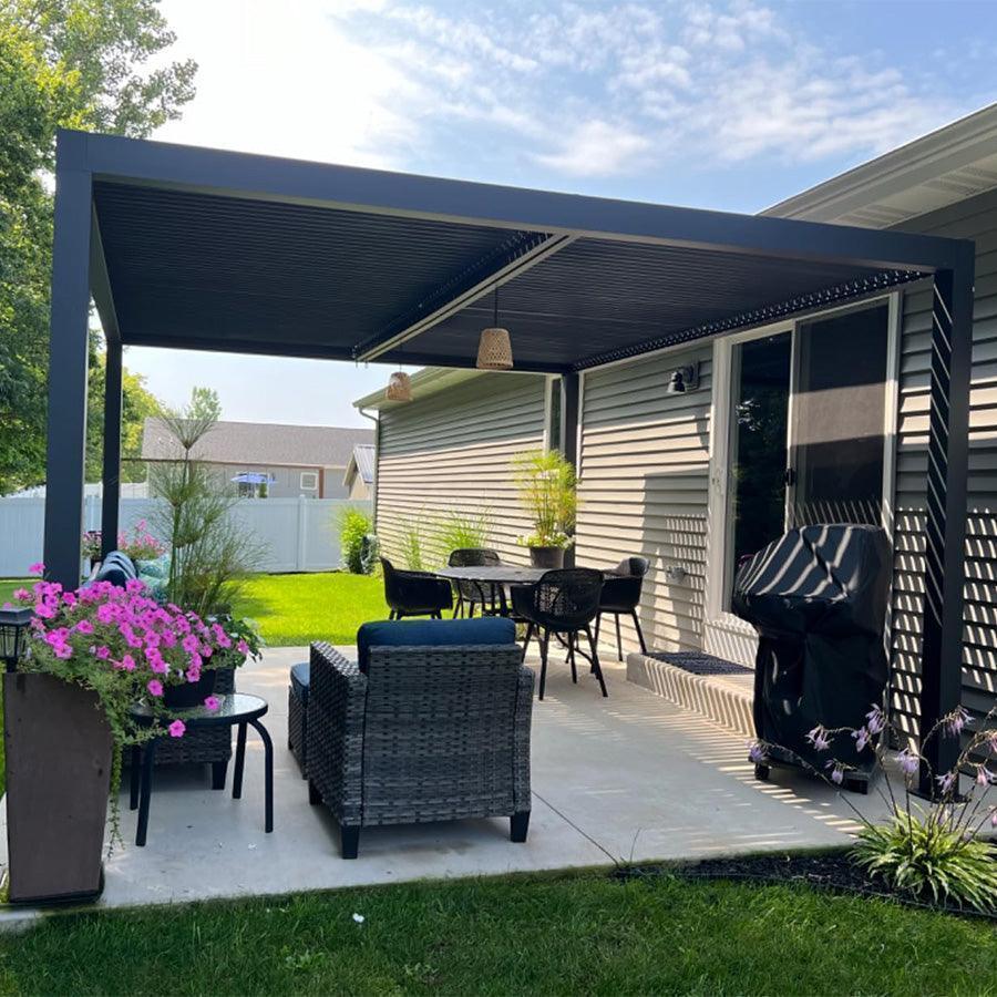 PURPLE LEAF Athena Louvered Pergola Outdoor Aluminum Pergola with Adjustable Roof for Deck Backyard Garden Hardtop Gazebo