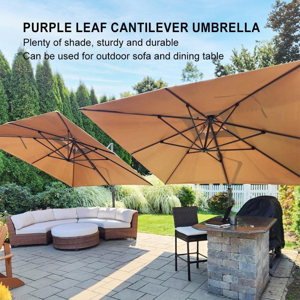 PURPLE LEAF Cantilever Patio Umbrella Gray Pole Outdoor Umbrella with UV Protection