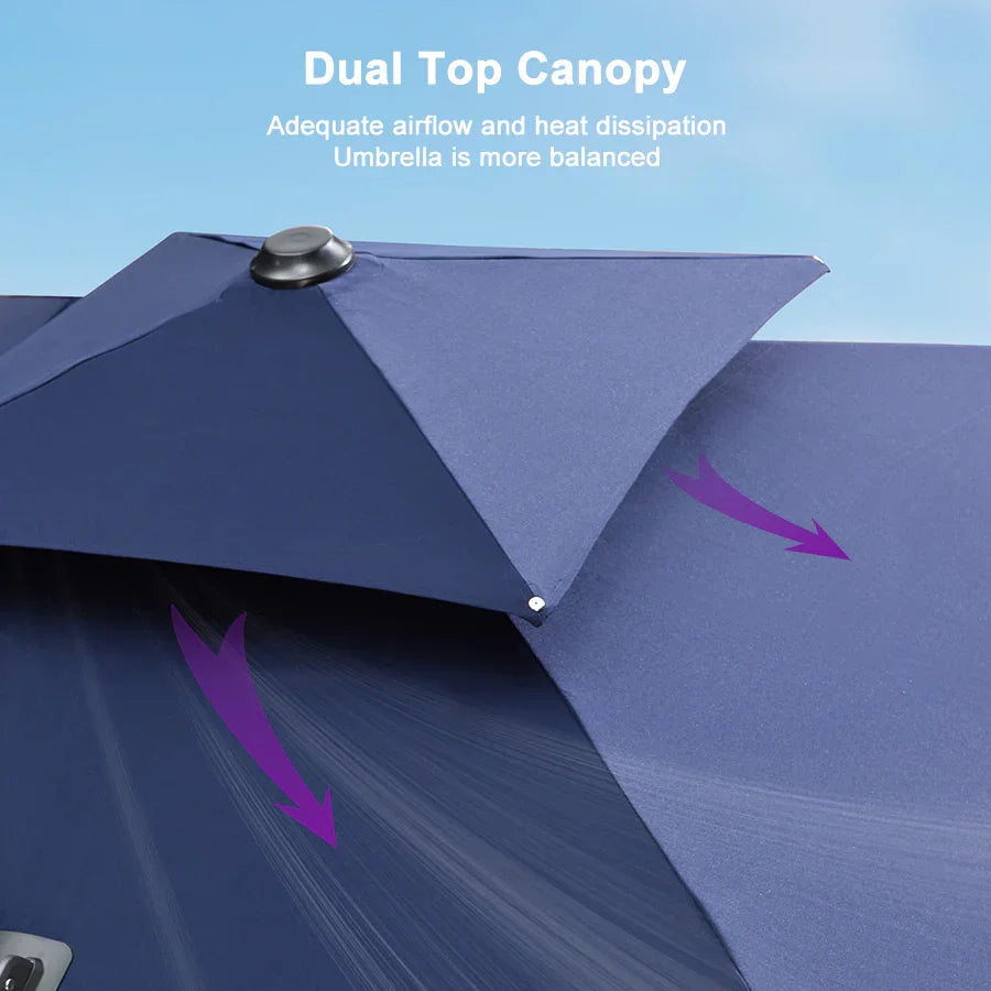 PURPLE LEAF – Grand parasol déporté carré de terrasse avec base pour jardin, piscine et porche