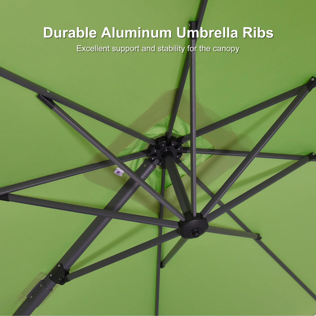 PURPLE LEAF Pool Umbrella Outdoor Cantilever Umbrella with In-ground Base