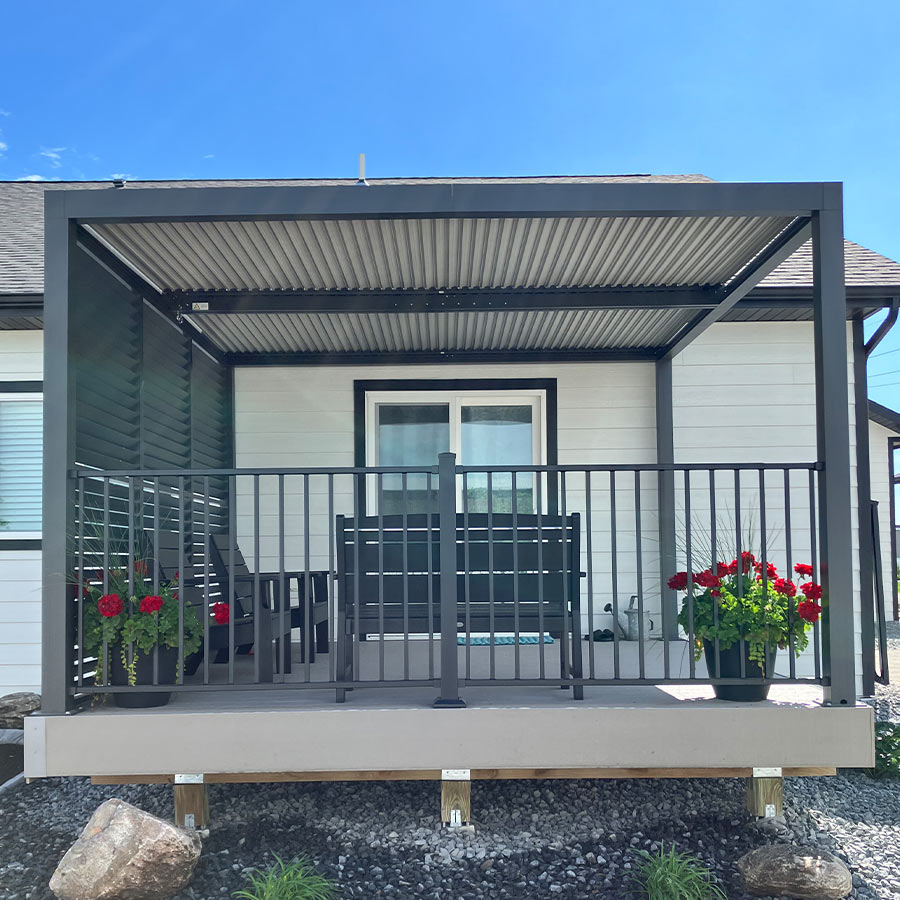 PURPLE LEAF Athena Louvered Pergola Modern Grey Pergola with White Roof for Deck Backyard Garden