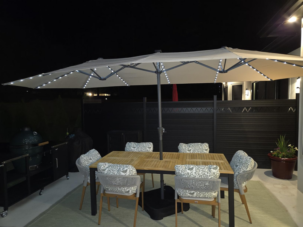 PURPLE LEAF Double-Sided Market Umbrella Large Rectangular Patio Umbrellas with Base