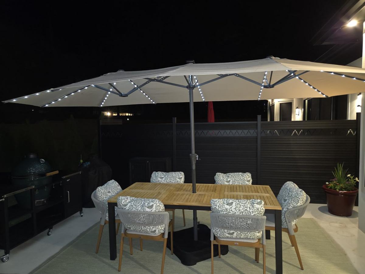 PURPLE LEAF Double-Sided Market Umbrella Large Rectangular Patio Umbrellas with Base