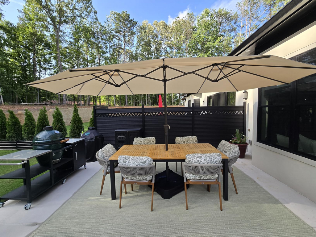 PURPLE LEAF Double-Sided Market Umbrella Large Rectangular Patio Umbrellas with Base
