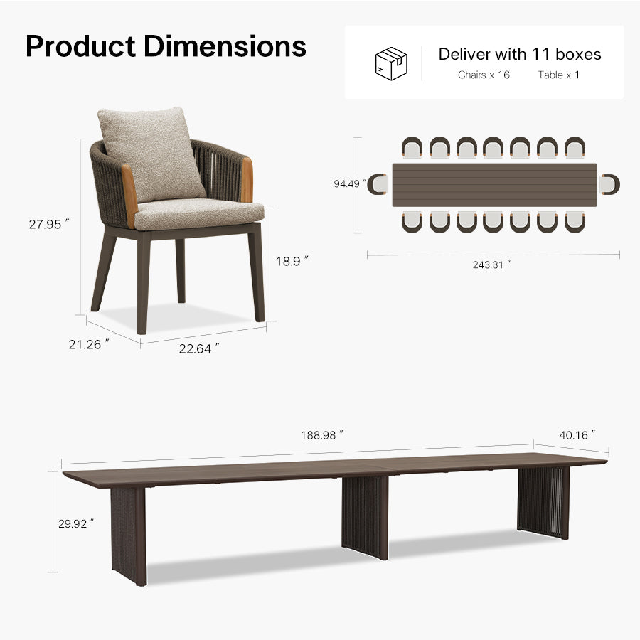 PURPLE LEAF Hailar Outdoor Dining Set for Family, Aluminum Outdoor Patio Table and Chairs Set with Olefin Cushions, Patio Furniture Set for Garden or Deck