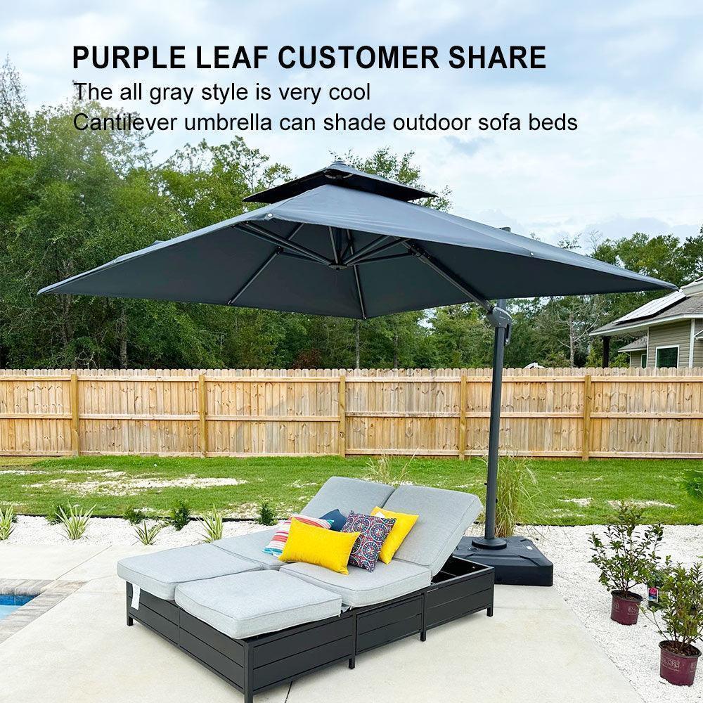PURPLE LEAF Cantilever Patio Umbrella Gray Pole Outdoor Umbrella with UV Protection