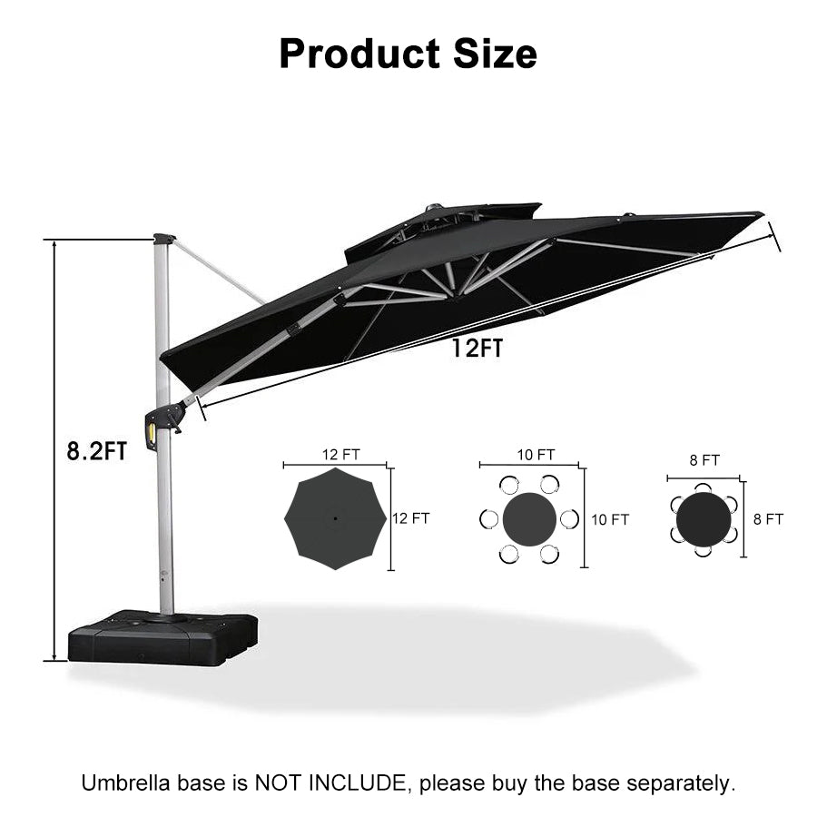 PURPLE LEAF Round Cantilever Patio Umbrella Heavy Duty Umbrella for Porch Garden Pool