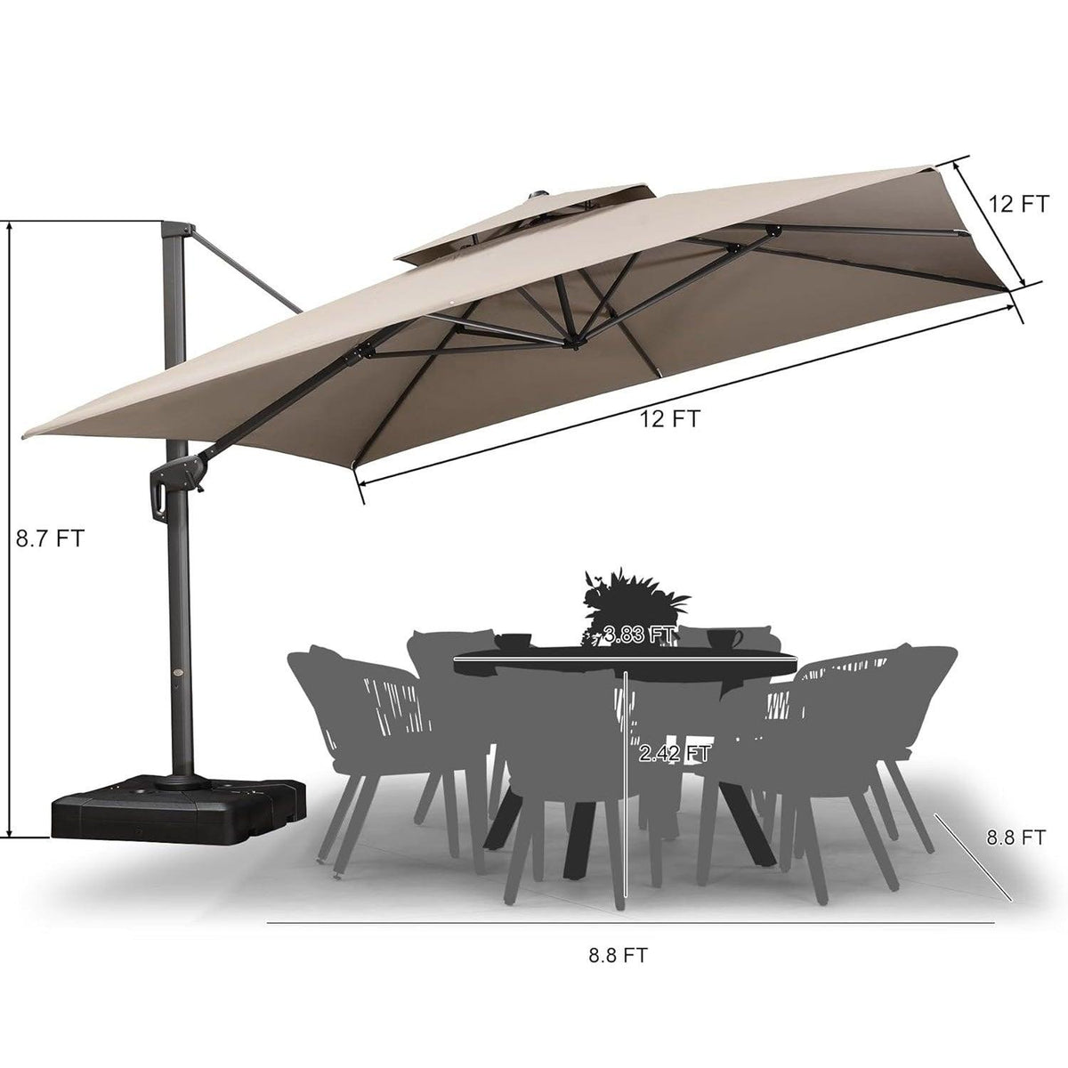 PURPLE LEAF Eco-friendly Fade Resistant Patio Umbrella High Quality Cantilever Umbrella