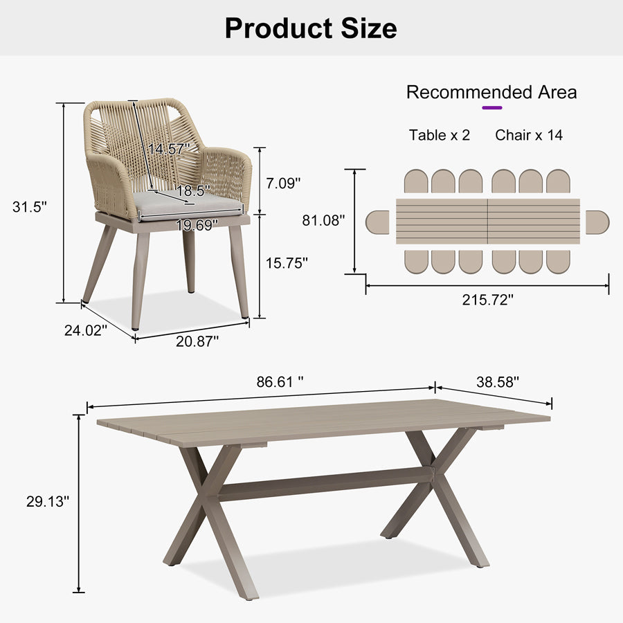 PURPLE LEAF Outdoor Dining Set All-Weather PE Rattan Outdoor Patio Furniture Set with Aluminum Frame