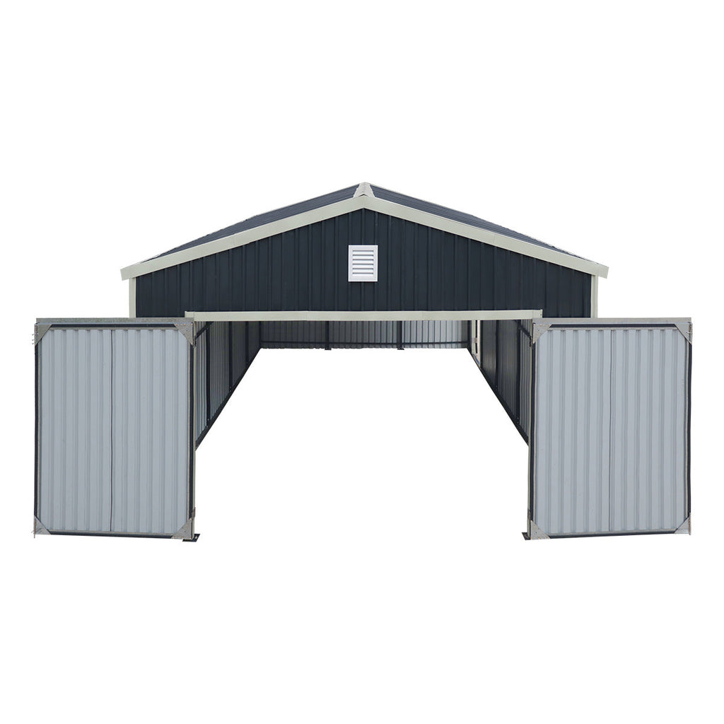 16' x 24' Metal Garage Shed with Swing Front & Side Doors, 10'6" Peak Height, TMG-MS1624A