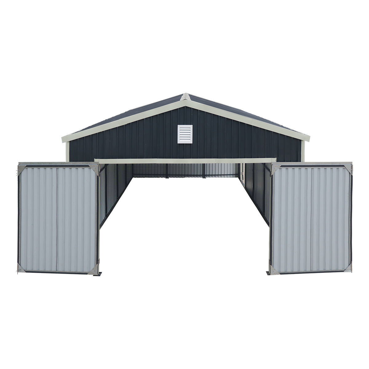 16' x 24' Metal Garage Shed with Swing Front & Side Doors, 10'6" Peak Height, TMG-MS1624A