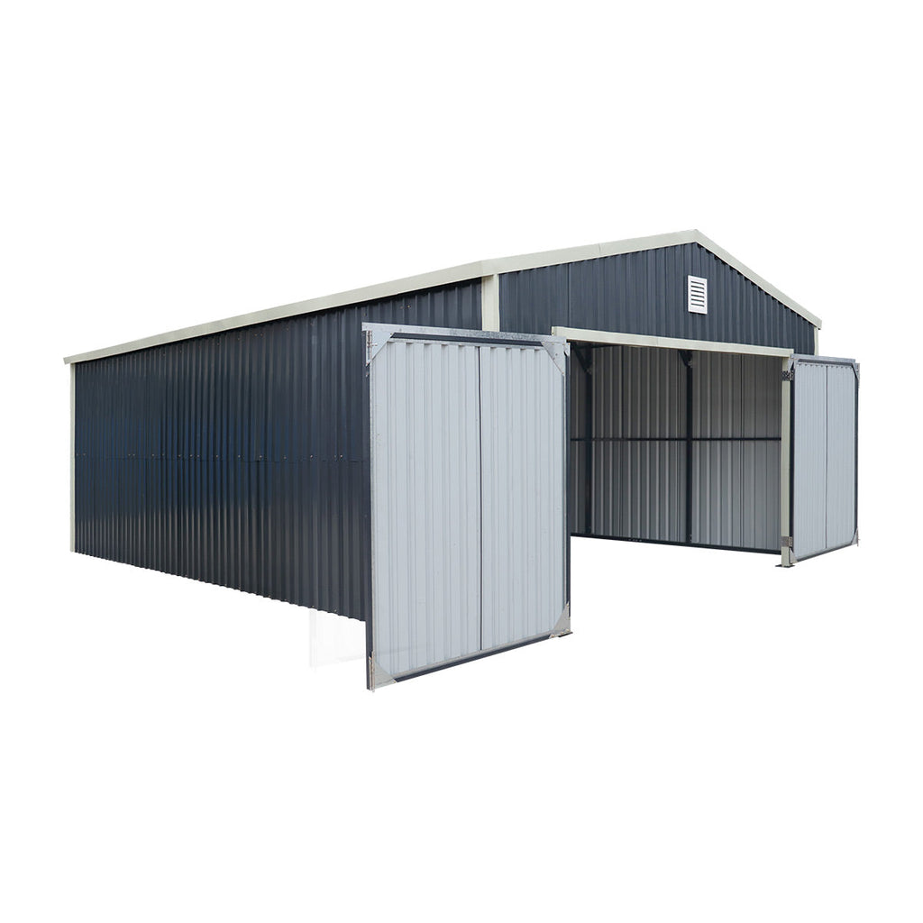 16' x 24' Metal Garage Shed with Swing Front & Side Doors, 10'6" Peak Height, TMG-MS1624A