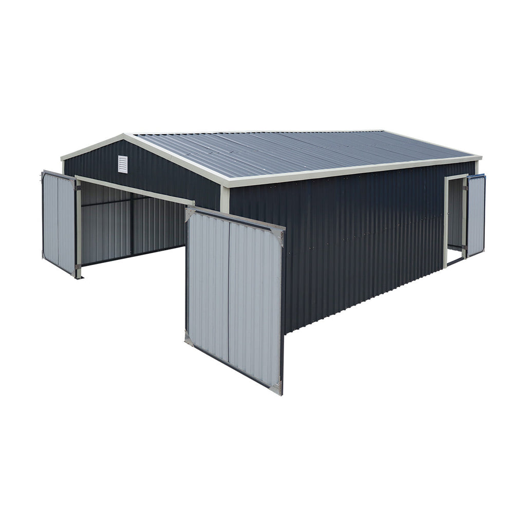 16' x 24' Metal Garage Shed with Swing Front & Side Doors, 10'6" Peak Height, TMG-MS1624A