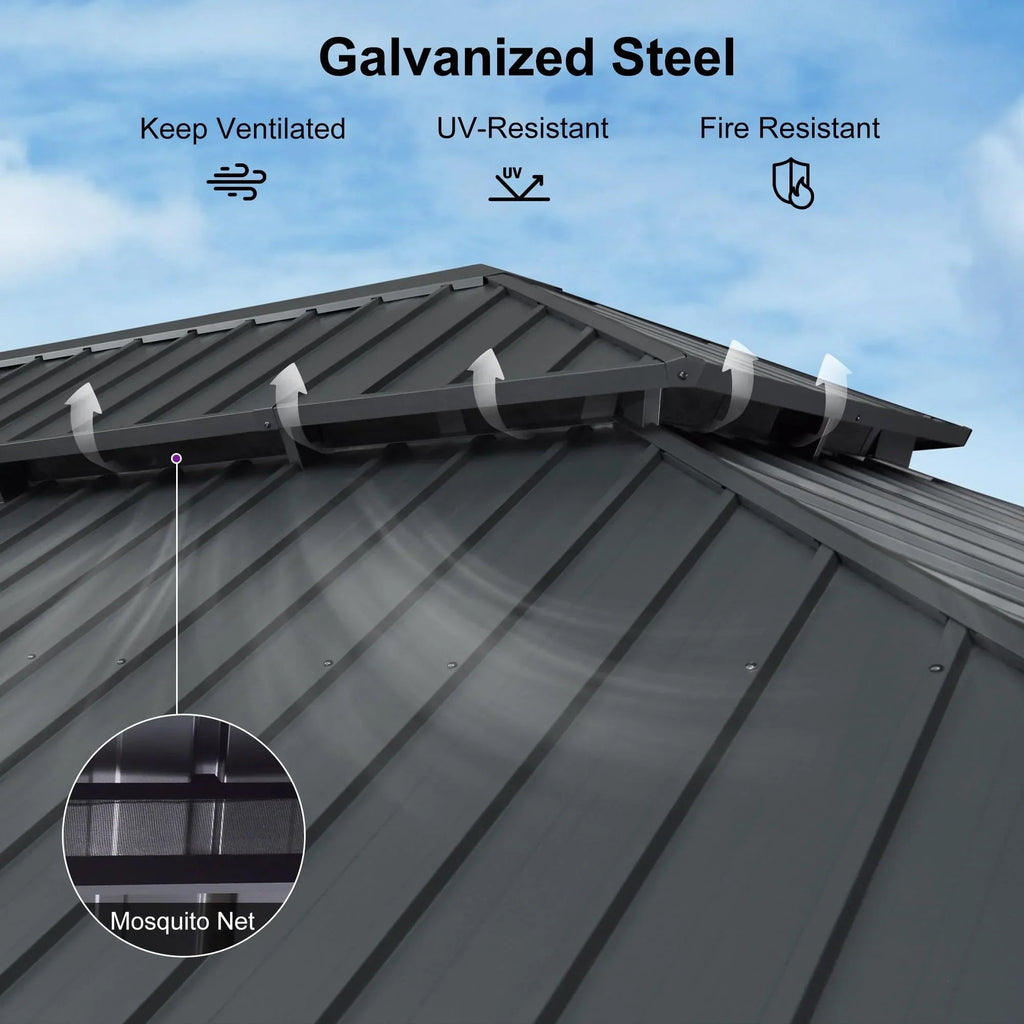 PURPLE LEAF Outdoor Metal Carport with Grey Steel Roof and Aluminum Frame Protective Shelter