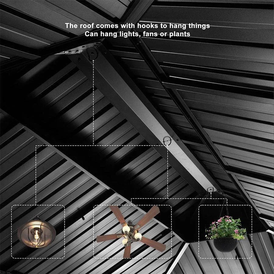 PURPLE LEAF Outdoor Metal Carport with Grey Steel Roof and Aluminum Frame Protective Shelter