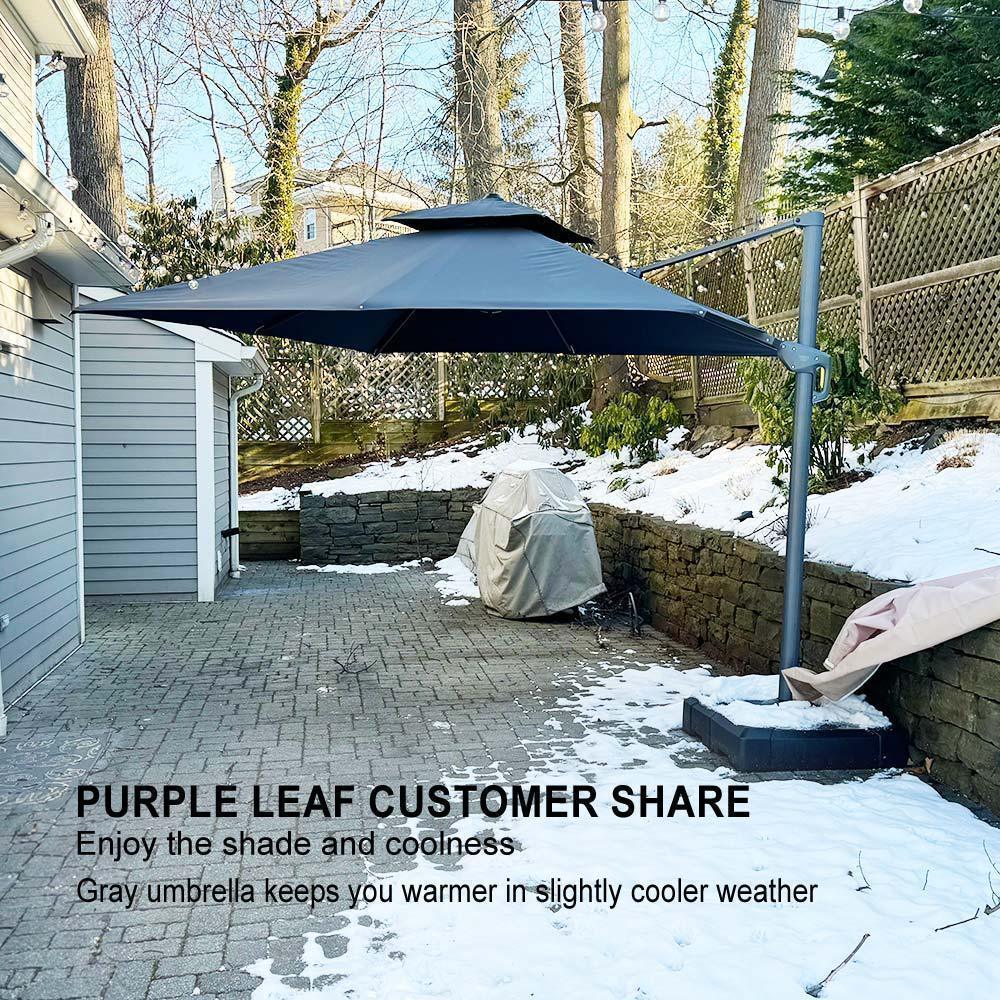 PURPLE LEAF Cantilever Patio Umbrella Gray Pole Outdoor Umbrella with UV Protection