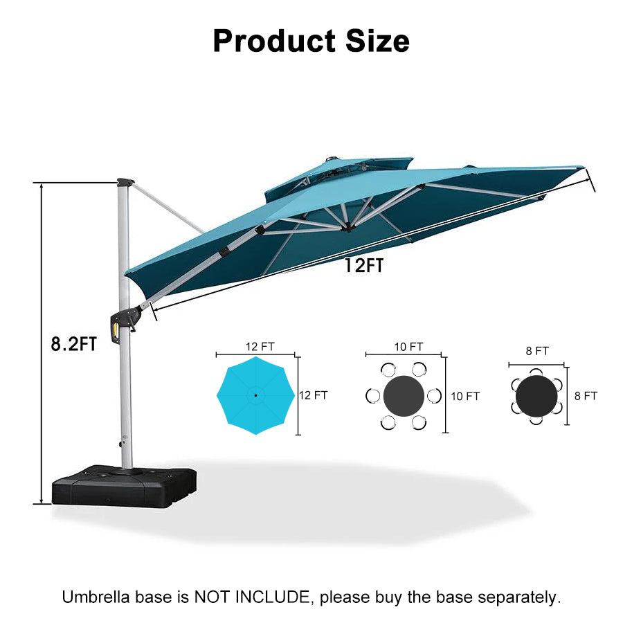 PURPLE LEAF Round Cantilever Patio Umbrella Heavy Duty Umbrella for Porch Garden Pool
