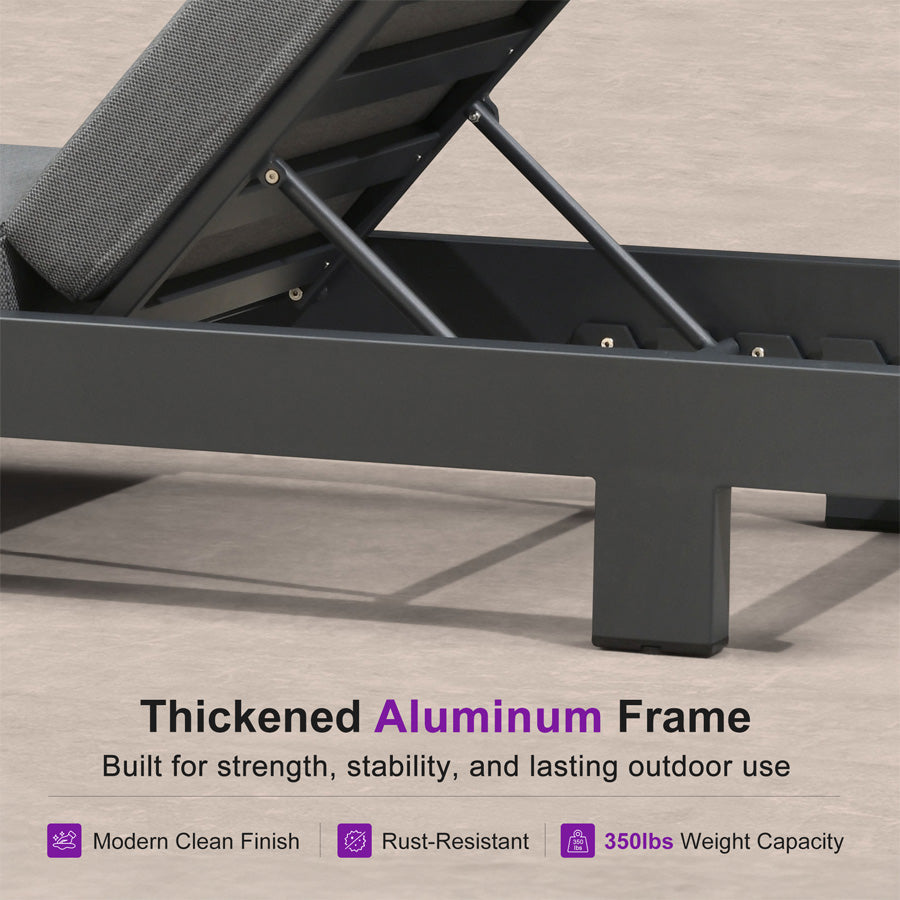PURPLE LEAF Outdoor Luxury Daybed for Patio,  Poolside Chaise Lounge Bed with Cushion, Olefin Blend Fabric, Aluminum Frame Sunbed for Deck and Backyard