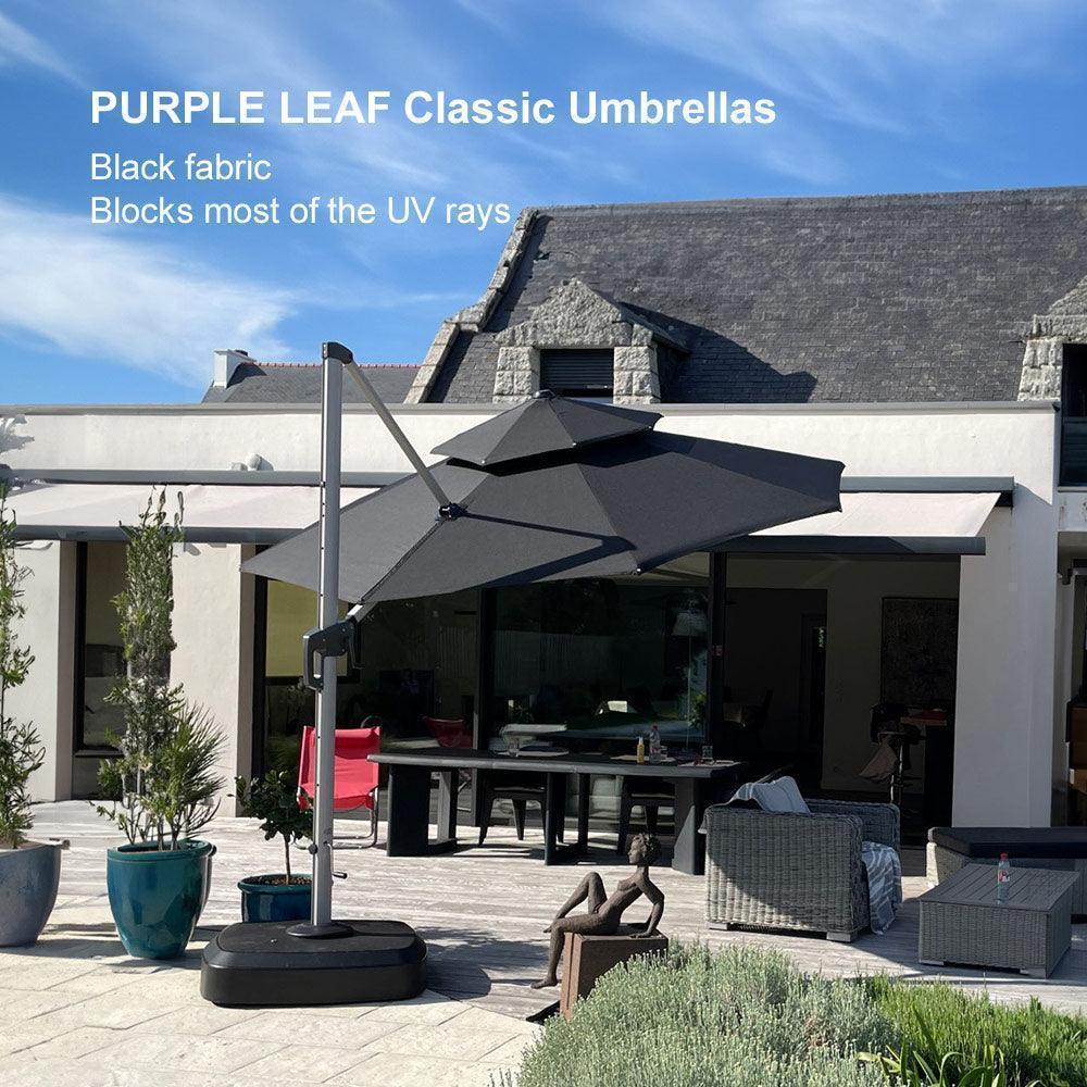 PURPLE LEAF Round Cantilever Patio Umbrella Heavy Duty Umbrella for Porch Garden Pool