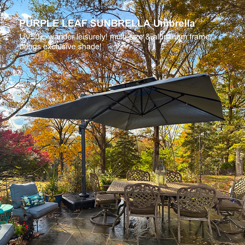 PURPLE LEAF SUNBRELLA Cantilever Umbrella Grey Aluminum Patio Umbrella