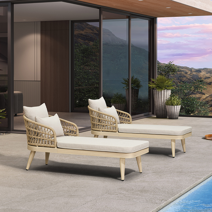 PURPLE LEAF Patio Chaise Lounge Chair  Aluminum Pool Lounge Chairs for Outdoor with 2 Cushions for Deck, Pool, Lawn, Garden, Courtyard, Porch