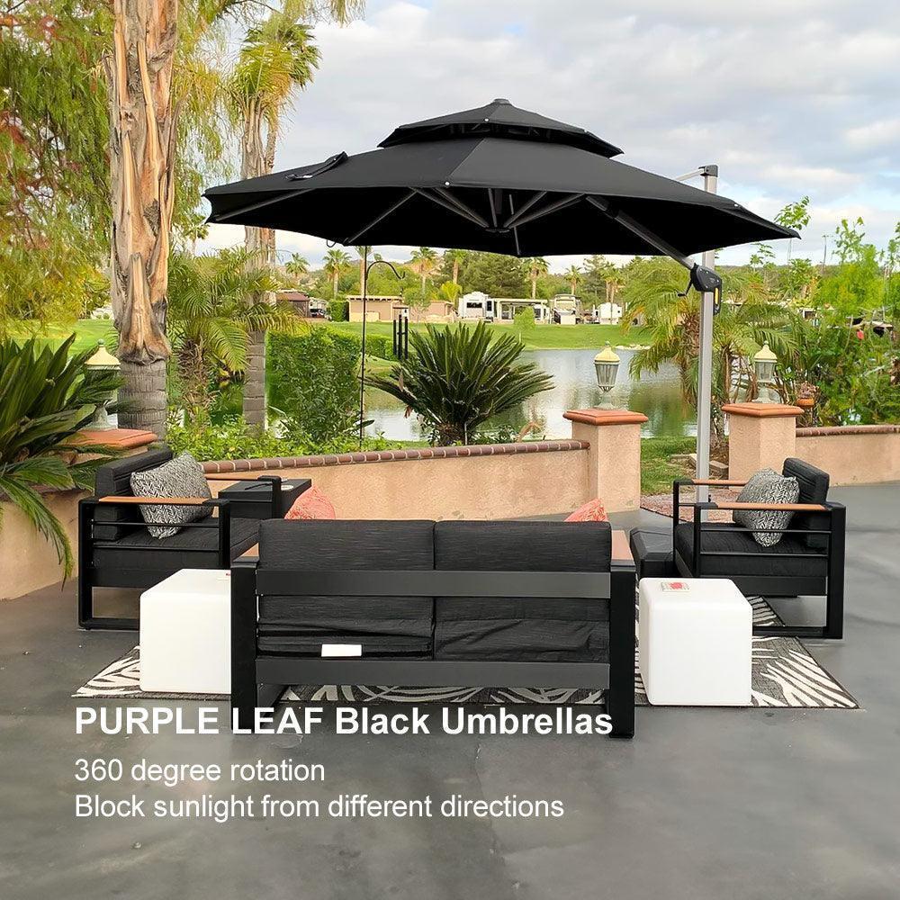 PURPLE LEAF Round Cantilever Patio Umbrella Heavy Duty Umbrella for Porch Garden Pool