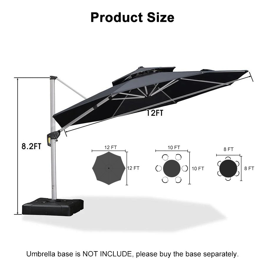 PURPLE LEAF Round Cantilever Patio Umbrella Heavy Duty Umbrella for Porch Garden Pool