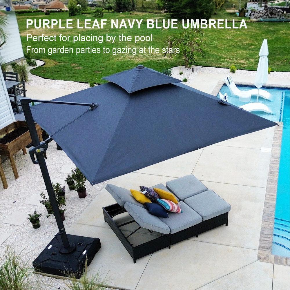 PURPLE LEAF Cantilever Patio Umbrella Gray Pole Outdoor Umbrella with UV Protection