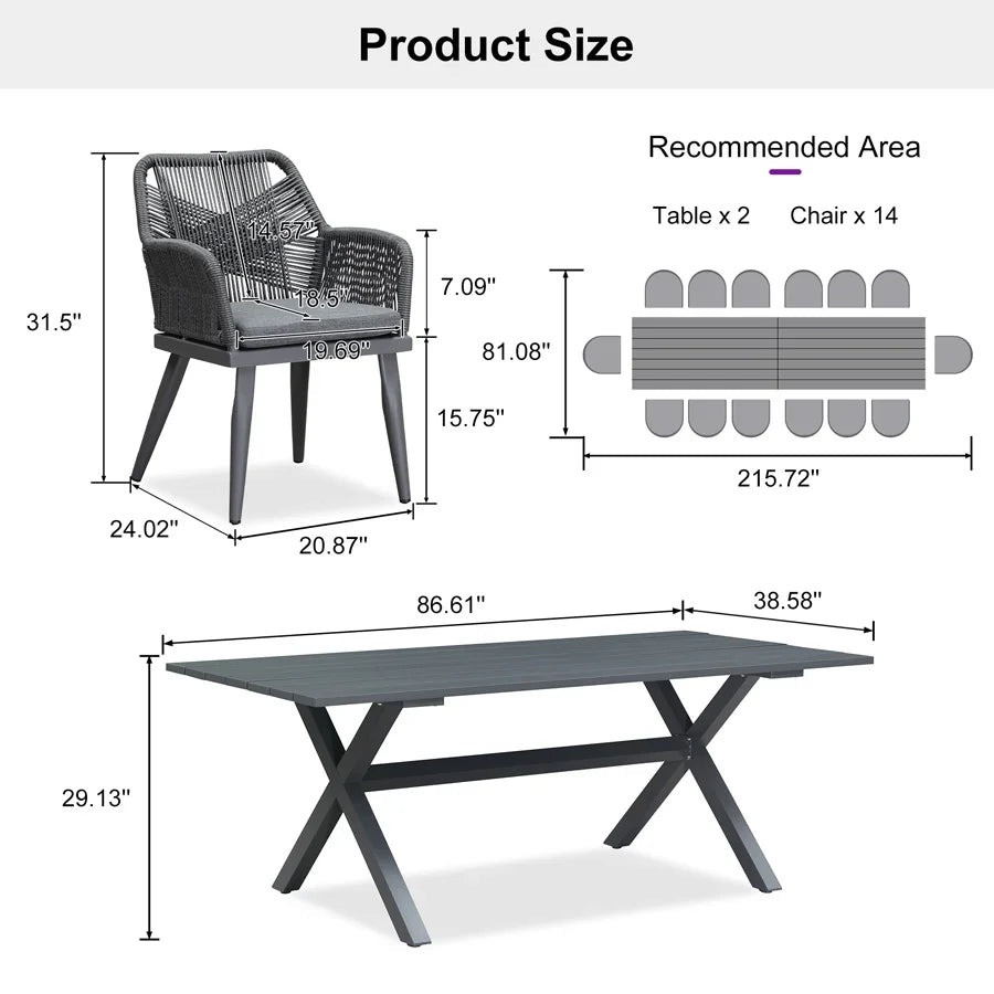 PURPLE LEAF Outdoor Dining Set All-Weather PE Rattan Outdoor Patio Furniture Set with Aluminum Frame