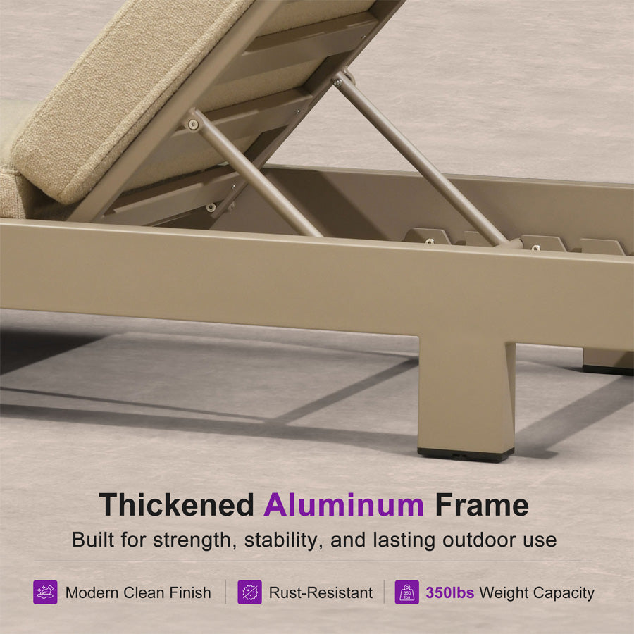 PURPLE LEAF Outdoor Luxury Daybed for Patio,  Poolside Chaise Lounge Bed with Cushion, Olefin Blend Fabric, Aluminum Frame Sunbed for Deck and Backyard