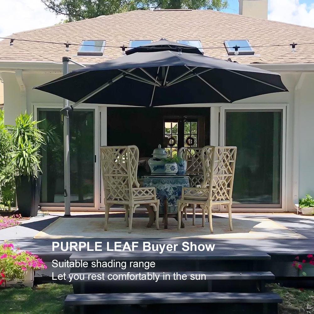 PURPLE LEAF Round Cantilever Patio Umbrella Heavy Duty Umbrella for Porch Garden Pool