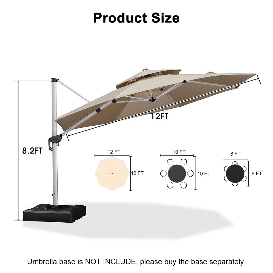PURPLE LEAF Round Cantilever Patio Umbrella Heavy Duty Umbrella for Porch Garden Pool