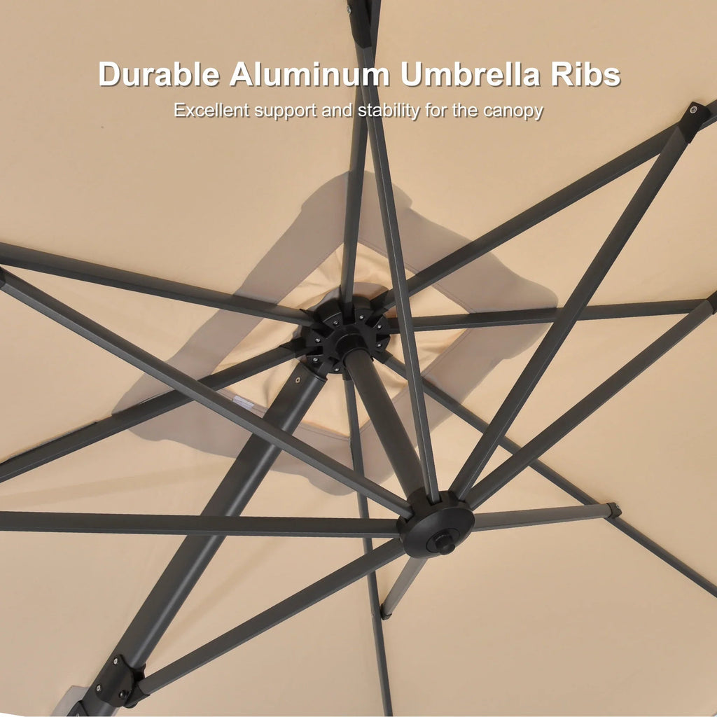 PURPLE LEAF Pool Umbrella Outdoor Cantilever Umbrella with In-ground Base