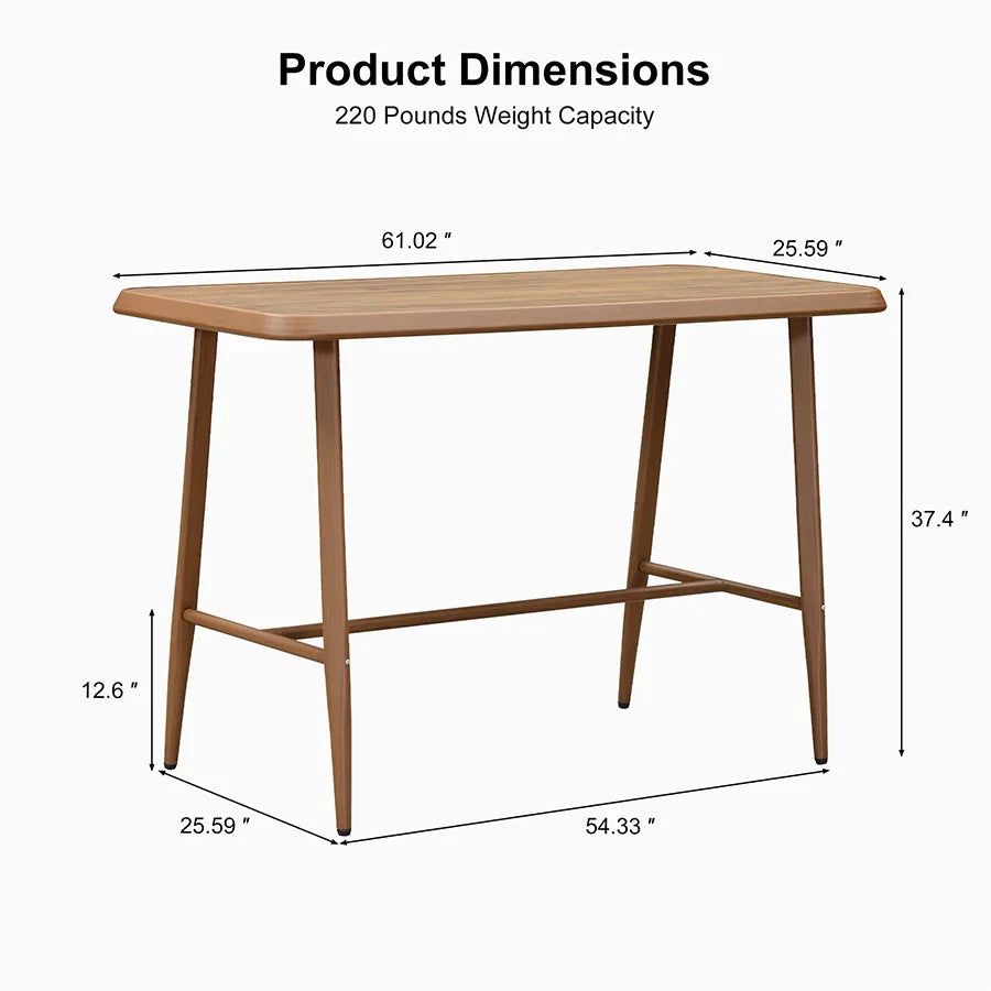 PURPLE LEAF Outdoor Bar Table Patio Dining Table Coffee Kitchen Breakfast Bistro Pub Bar Table for Patio Poolside