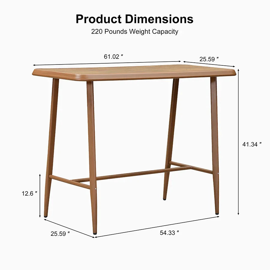 PURPLE LEAF Outdoor Bar Table Patio Dining Table Coffee Kitchen Breakfast Bistro Pub Bar Table for Patio Poolside