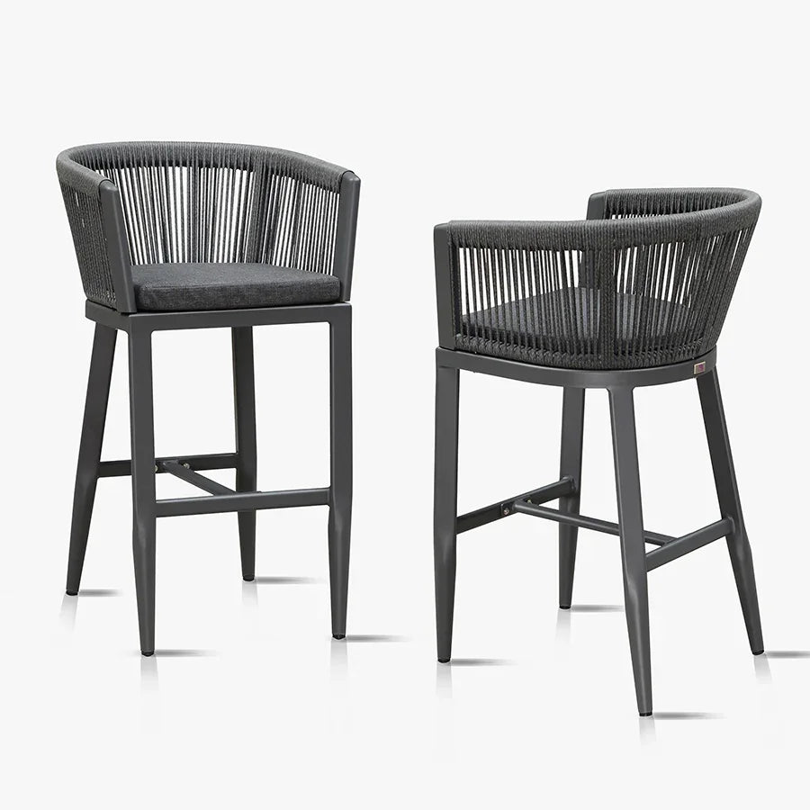PURPLE LEAF Bar Stools Set of 2 Rattan Bar Stools with Cushions Aluminum Bar Chairs for Outdoor or Indoor Kitchen Bar Stools