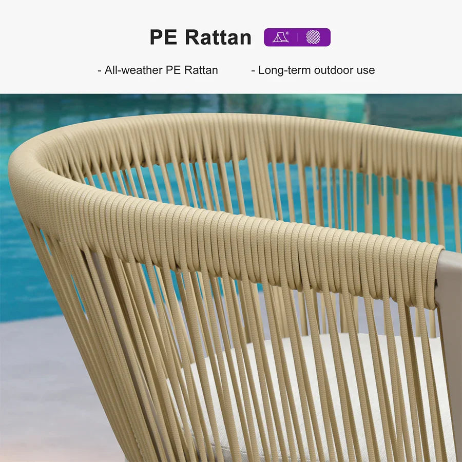 PURPLE LEAF Bar Stools Set of 2 Rattan Bar Stools with Cushions Aluminum Bar Chairs for Outdoor or Indoor Kitchen Bar Stools