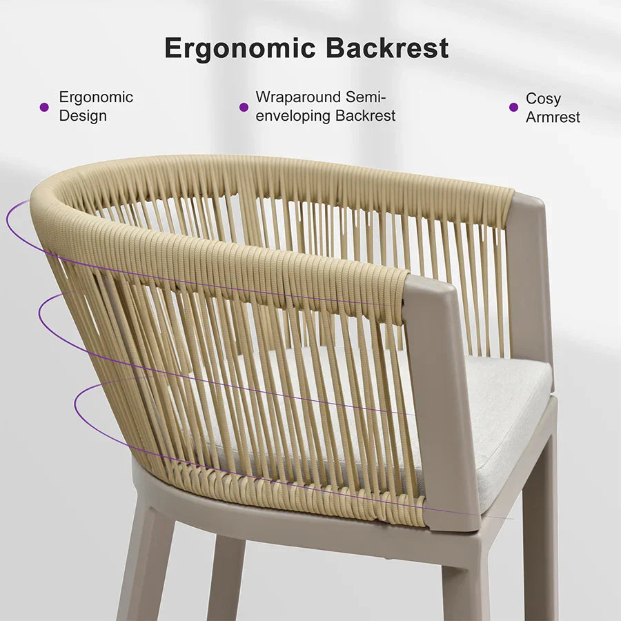PURPLE LEAF Bar Stools Set of 2 Rattan Bar Stools with Cushions Aluminum Bar Chairs for Outdoor or Indoor Kitchen Bar Stools