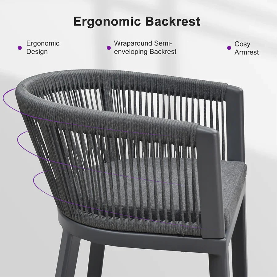 PURPLE LEAF Bar Stools Set of 2 Rattan Bar Stools with Cushions Aluminum Bar Chairs for Outdoor or Indoor Kitchen Bar Stools