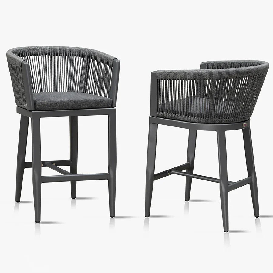 PURPLE LEAF Bar Stools Set of 2 Rattan Bar Stools with Cushions Aluminum Bar Chairs for Outdoor or Indoor Kitchen Bar Stools