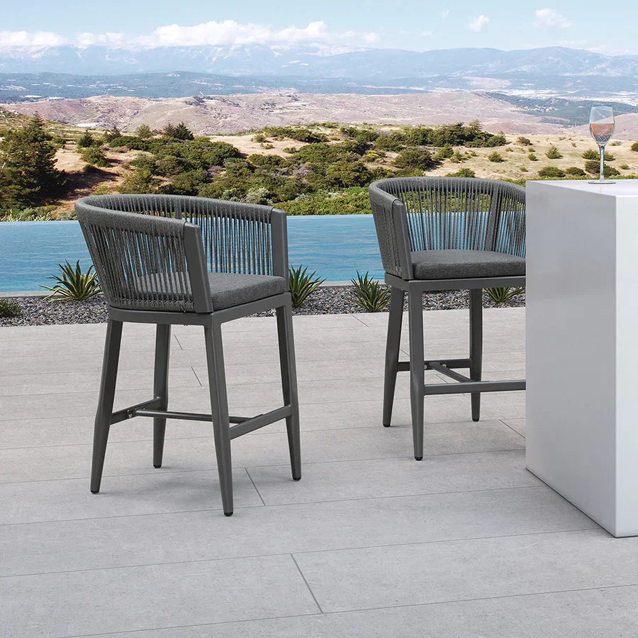 PURPLE LEAF Bar Stools Set of 2 Rattan Bar Stools with Cushions Aluminum Bar Chairs for Outdoor or Indoor Kitchen Bar Stools