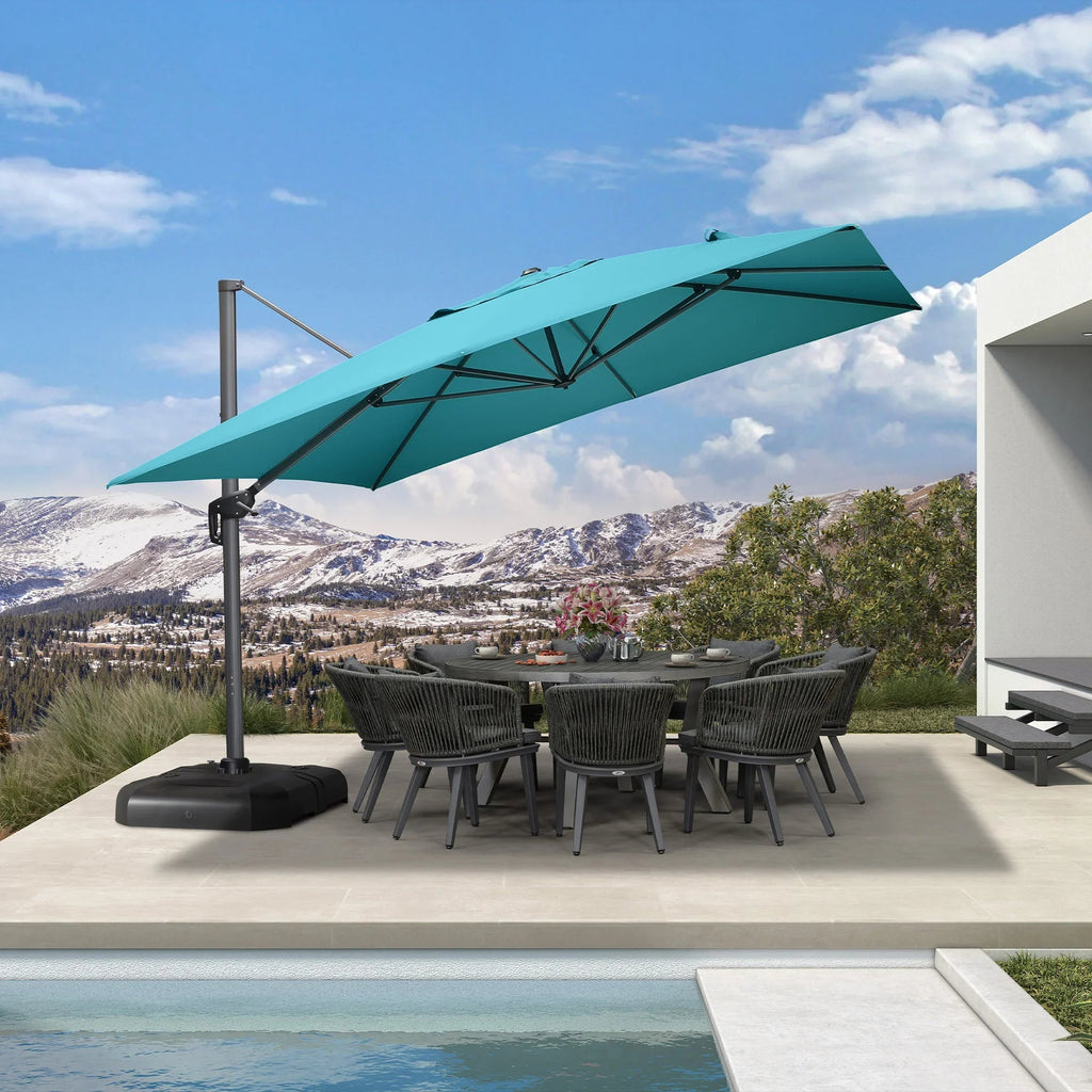 PURPLE LEAF Cantilever Telescopic Outdoor Umbrella for Swimming Pool, Patio, Porch, Garden Umbrellas