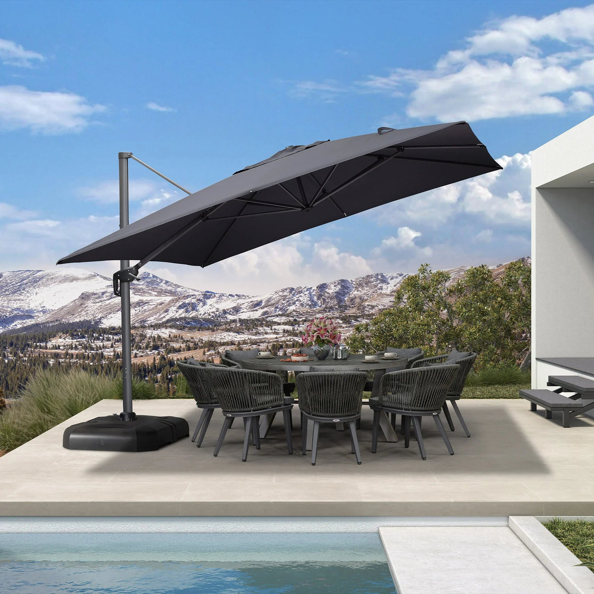 PURPLE LEAF Cantilever Telescopic Outdoor Umbrella for Swimming Pool, Patio, Porch, Garden Umbrellas