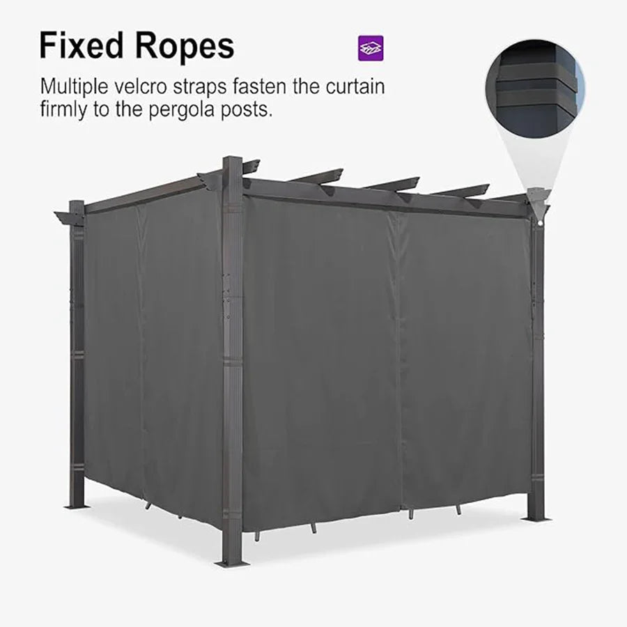 PURPLE LEAF Outdoor Retractable Pergola with Sun Shade Canopy Patio Aluminum Pergola With Curtains