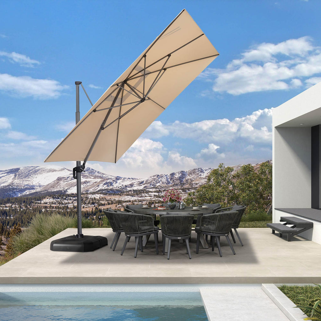 PURPLE LEAF Cantilever Telescopic Outdoor Umbrella for Swimming Pool, Patio, Porch, Garden Umbrellas