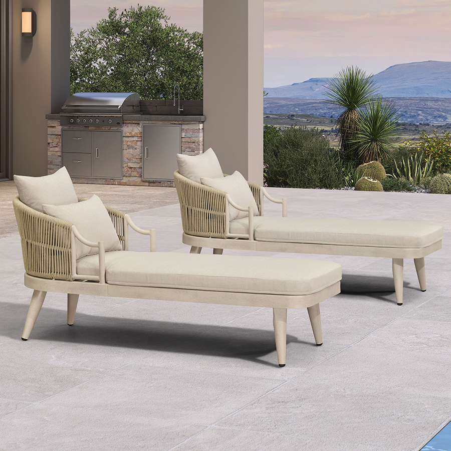 PURPLE LEAF Outdoor Lounge Chair, Patio Chaise Lounge with Cushioned Seat & Supportive Armrests, Ergonomic Aluminum Pool Lounge Chairs for Backyard Deck Poolside