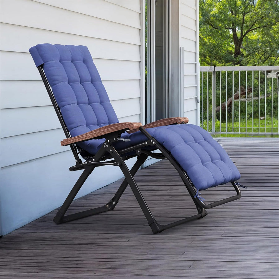 PURPLE LEAF Outdoor Reclining Chair Patio Zero Gravity Chaise Lounge Folding Chair with Removable Cushion Adjustable Headrest for Lawn Camping Beach Pool