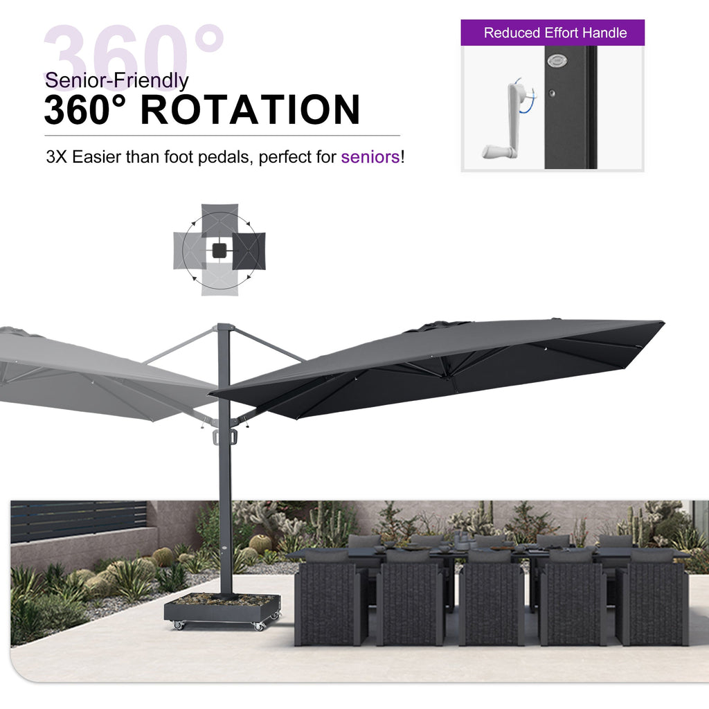 PURPLE LEAF Heavy Duty Cantilever Patio Umbrella Extra Large Outdoor Umbrella for Yard, Garden, Pool