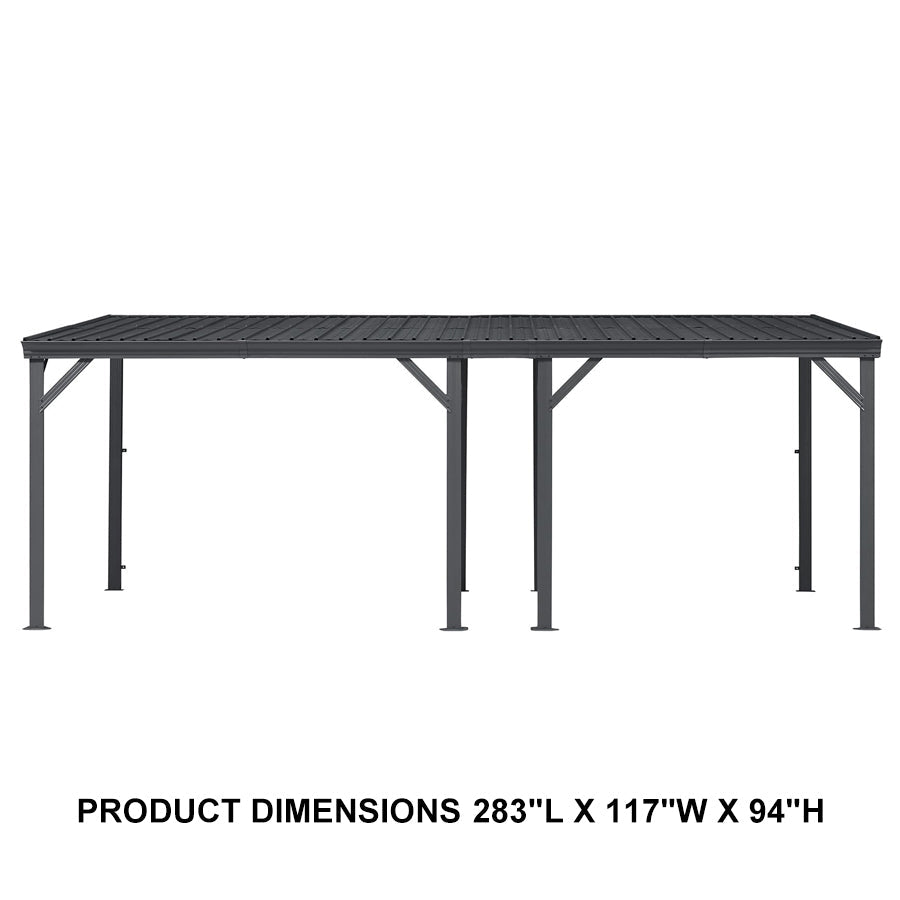 PURPLE LEAF Lean to Gazebo Metal Roof Patio Cover Built-in Drain Slots Wall Mounted Gazebo for Outdoor Extension